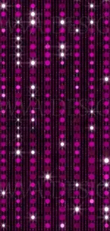 Vibrant pink and black striped wallpaper with sparkles.