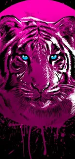 Vivid pink artistic tiger mobile wallpaper design.