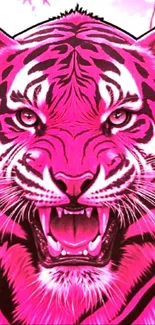 Vibrant pink tiger wallpaper art design