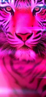 Vibrant pink tiger mobile wallpaper with striking details.