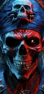 Striking pirate skull wallpaper with vibrant colors.