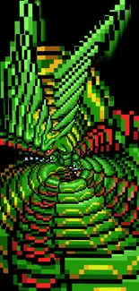 Pixel art dragon in vibrant colors, perfect for retro-themed mobile wallpaper.