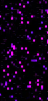 Vibrant digital pixel wallpaper in purple and black hues.