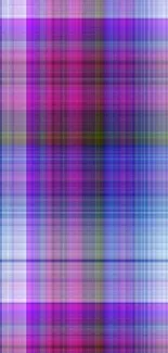 Vibrant plaid phone wallpaper with purples and blues.