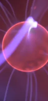 Electrifying plasma sphere with dynamic purple and red glow.