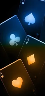 Vibrant glowing playing cards wallpaper.