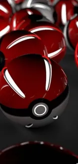 3D red and black Pokéball wallpaper with vibrant details.