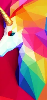 Vibrant polygon unicorn in abstract colors.