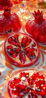 Vibrant artistic pomegranate mobile wallpaper.