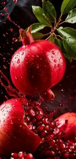 Artistic pomegranate splash with vibrant red hues.