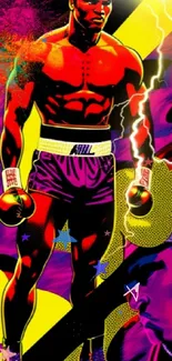 Pop art boxing wallpaper with vibrant colors and dynamic energy.