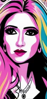 Colorful pop art portrait with vibrant hues.