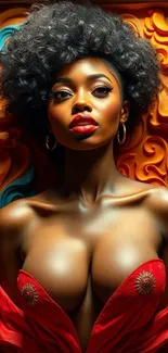 Vibrant artistic portrait mobile wallpaper.