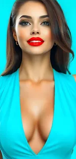Stunning portrait with turquoise backdrop.