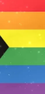 Progressive Pride flag with vibrant rainbow stripes.