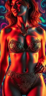 Psychedelic art wallpaper with vibrant colors and abstract patterns