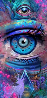 Psychedelic eye mobile wallpaper with vibrant colors.