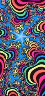 Vibrant psychedelic fractal art with colorful swirls and waves.