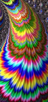 Vibrant rainbow fractal wallpaper for mobile screen.