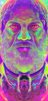 Psychedelic neon portrait wallpaper with vibrant colors.