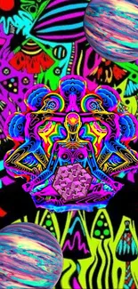 Psychedelic abstract wallpaper with vibrant colors and cosmic themes.