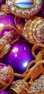 Purple jewels with gold ornaments wallpaper.