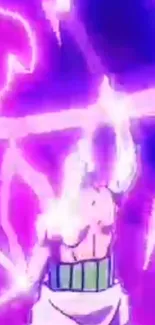 Anime character with intense purple lightning aura.