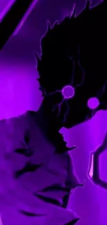 Anime silhouette with a vibrant purple glow.