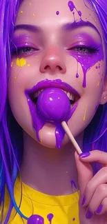 Vibrant purple artistic portrait wallpaper.