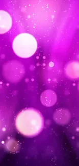 Purple bokeh mobile wallpaper with glowing circles.