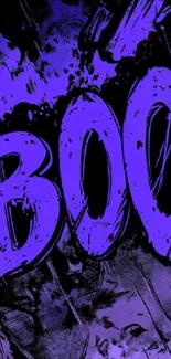 Bold 'Boo' text in vibrant purple art design.