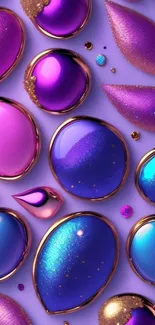 Colorful abstract purple and blue bubble mobile wallpaper.