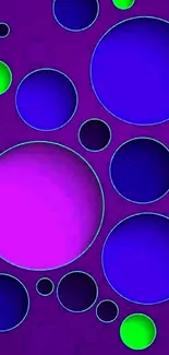 Vibrant circles on a purple background wallpaper.