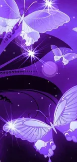 Purple butterflies on a vibrant artistic mobile wallpaper.