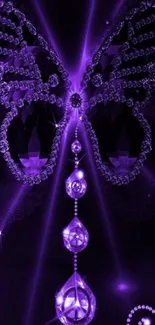 Purple butterfly with crystal accents glows elegantly.