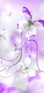 Purple and white butterfly wallpaper design.