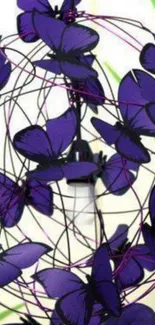 Purple butterflies intertwined in artistic design.