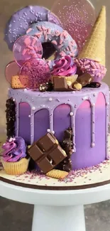 Stunning purple cake with toppings as a wallpaper.