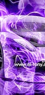 Vibrantly lit purple car art background with swirling design.