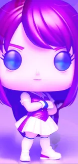 Anime character in vibrant purple art style.