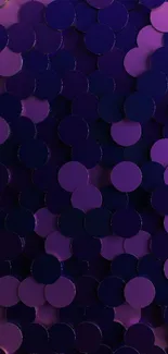 Vibrant purple circles create a dynamic wallpaper.