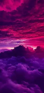 Vibrant purple clouds fill the sky in a stunning phone wallpaper.