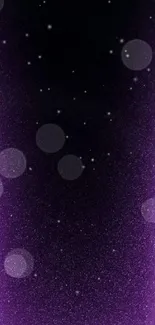 Vibrant purple wallpaper with bokeh and cosmic elements.