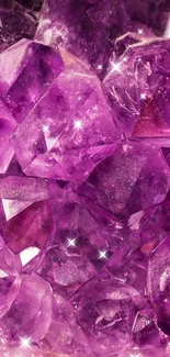 Vibrant purple crystal wallpaper with intricate gemstone details.