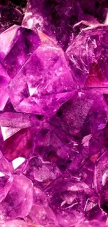 Close-up of vibrant purple crystals in amethyst hues.