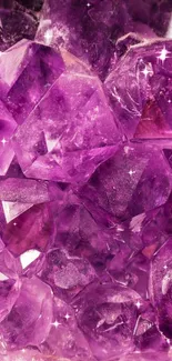 Vibrant purple amethyst crystal wallpaper for mobile background decor.