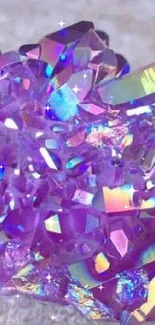 Purple iridescent crystals in vibrant design.