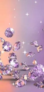 Purple and orange diamond crystals on a stylish background.