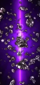 Purple diamond-themed wallpaper with sparkling gems.