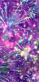 Vibrant purple fireworks illuminating the night sky, perfect for festive celebrations.